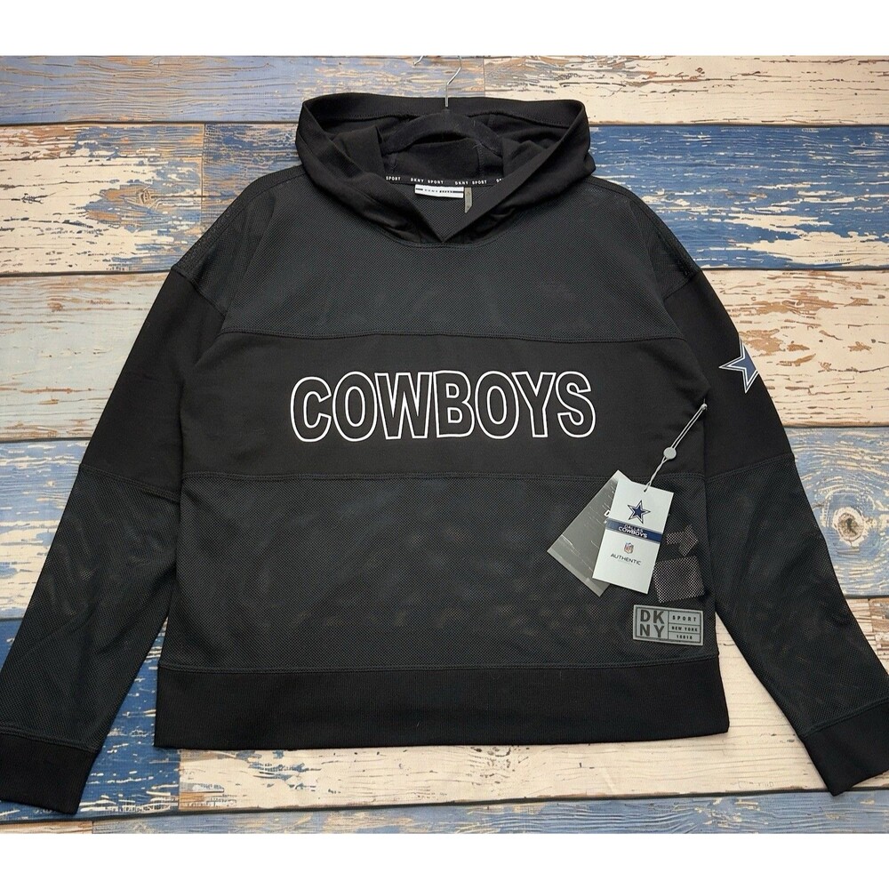 Dallas Cowboys DKNY Sport Kaitland Hoodie Long Sleeve Mesh Panels Black Size M
